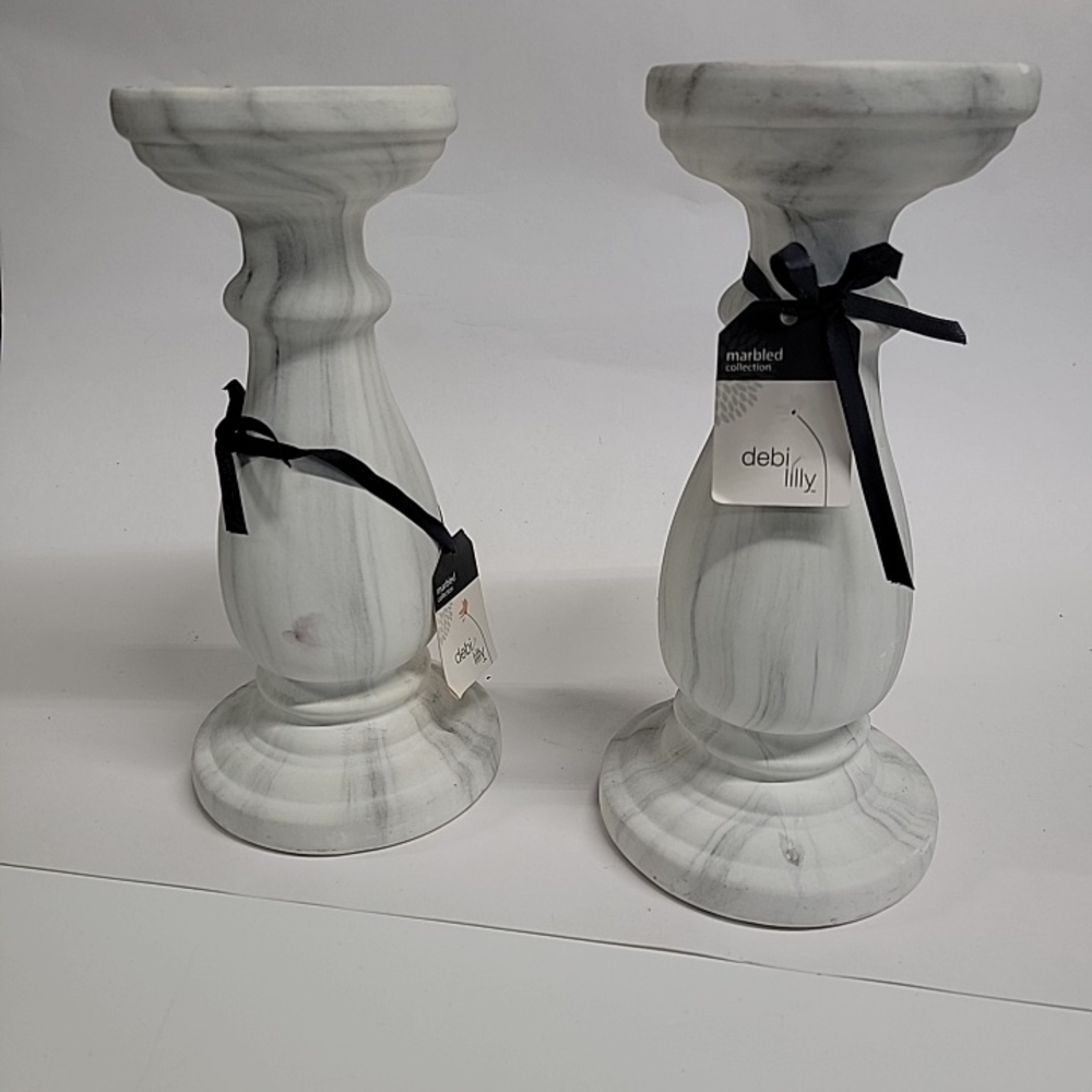 Debi Lilly Ceramic Candle Holders with Black Accents